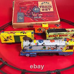 Rare 1952 Marx/Disney MICKEY MOUSE METEOR TRAIN SET + BOX / KEY VIDEO