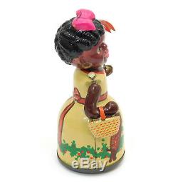 Rare Alps Occupied Japan Shopping Suzy Black Tin & Celluloid Wind Up Toy In Box