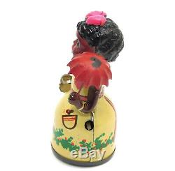 Rare Alps Occupied Japan Shopping Suzy Black Tin & Celluloid Wind Up Toy In Box