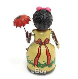 Rare Alps Occupied Japan Shopping Suzy Black Tin & Celluloid Wind Up Toy In Box