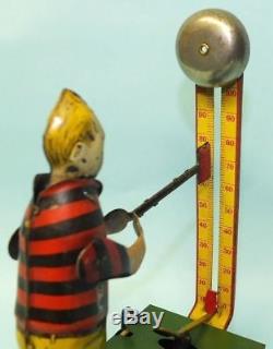 Rare Antique 1921 B&r Kid Samson Heavy Hitter Mechanical Tin Windup Carnival Toy