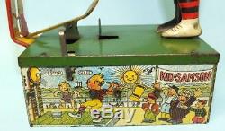 Rare Antique 1921 B&r Kid Samson Heavy Hitter Mechanical Tin Windup Carnival Toy