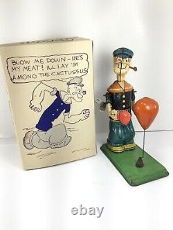 Rare Antique 1932 Chein Popeye Floor Puncher Tin Litho Key Windup Toy with Box