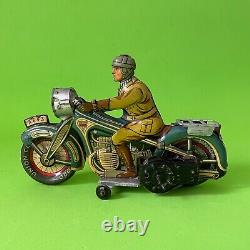 Rare Antique Arnold A643 Tin Windup Sparking Toy Motorcycle Made Germany Us Zone