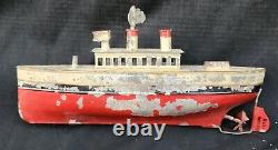 Rare Antique Clockwork 10 Tin Toy SteamShip Georges Carette German Bing Marklin