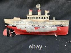 Rare Antique Clockwork 10 Tin Toy SteamShip Georges Carette German Bing Marklin