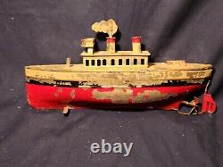 Rare Antique Clockwork 10 Tin Toy SteamShip Georges Carette German Bing Marklin