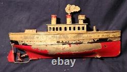 Rare Antique Clockwork 10 Tin Toy SteamShip Georges Carette German Bing Marklin