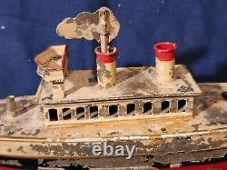 Rare Antique Clockwork 10 Tin Toy SteamShip Georges Carette German Bing Marklin