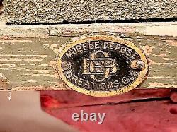 Rare Antique France French Mechanical Wood Wooden Toy Wagon & Driver Tagged