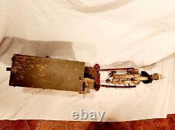 Rare Antique France French Mechanical Wood Wooden Toy Wagon & Driver Tagged