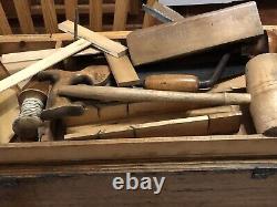Rare Boys Favorite Tool Chests 2800 S With Original Wooden Vintage Tools Very Nice