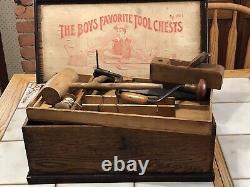 Rare Boys Favorite Tool Chests 2800 S With Original Wooden Vintage Tools Very Nice