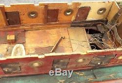 Rare C. 1900 Huge Intricate Folk Art Wind Up Wooden Tug Boat The Peter Cahill