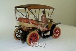 Rare Early 1900s Gunthermann Toy Tonneau Tin Windup Car with Bellows Working