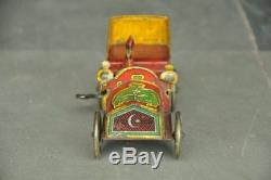 Rare Early Vintage Wind Up Moon Star Mark Colorful 250 Litho Car Tin Toy, Japan