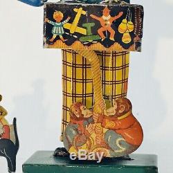 Rare Kellerman German Tin Litho Wind Up Balloon Man With Mickey Mouse In Bag