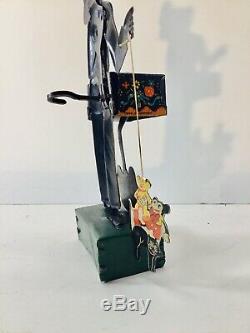 Rare Kellerman German Tin Litho Wind Up Balloon Man With Mickey Mouse In Bag