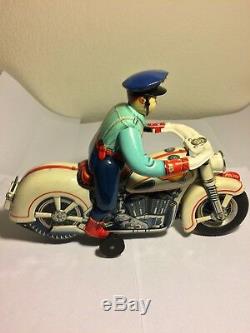 Rare Masterpiece Vintage Litho Police Motorcycle Trade Mark Modern Toys, Japan