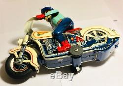 Rare Masterpiece Vintage Litho Police Motorcycle Trade Mark Modern Toys, Japan