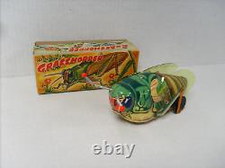 Rare Tin Litho Wind Up Grasshopper Figure Collectors Grade With Box T. N. Japan