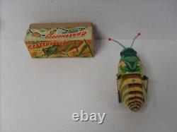 Rare Tin Litho Wind Up Grasshopper Figure Collectors Grade With Box T. N. Japan