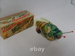 Rare Tin Litho Wind Up Grasshopper Figure Collectors Grade With Box T. N. Japan