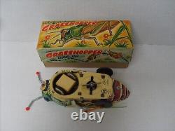 Rare Tin Litho Wind Up Grasshopper Figure Collectors Grade With Box T. N. Japan