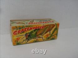 Rare Tin Litho Wind Up Grasshopper Figure Collectors Grade With Box T. N. Japan