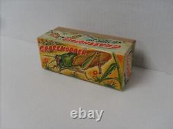 Rare Tin Litho Wind Up Grasshopper Figure Collectors Grade With Box T. N. Japan