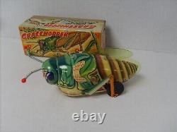 Rare Tin Litho Wind Up Grasshopper Figure Collectors Grade With Box T. N. Japan