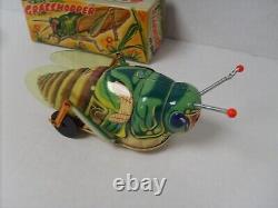 Rare Tin Litho Wind Up Grasshopper Figure Collectors Grade With Box T. N. Japan