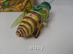 Rare Tin Litho Wind Up Grasshopper Figure Collectors Grade With Box T. N. Japan