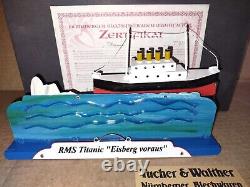 Rare Tucher & Walther Germany Tin Wind-up Titanic Iceberg Mechanical Music Box