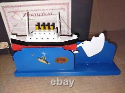 Rare Tucher & Walther Germany Tin Wind-up Titanic Iceberg Mechanical Music Box