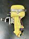 Rare VTG Langcraft Toy Outboard Motor Tin Yellow Cream Runs Vintage