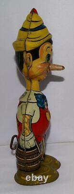 Rare Version 1 Ex! Disney 1939 Pinocchio Marx Tin Wind-up Toy+ Built-in Key