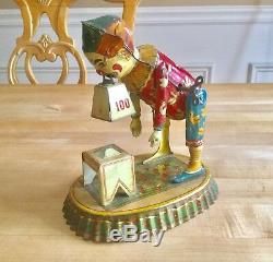 Rare Vintage 1904 Fischer Heinrich Gewichteber Tin Wind-up Strongman Clown