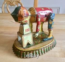 Rare Vintage 1904 Fischer Heinrich Gewichteber Tin Wind-up Strongman Clown