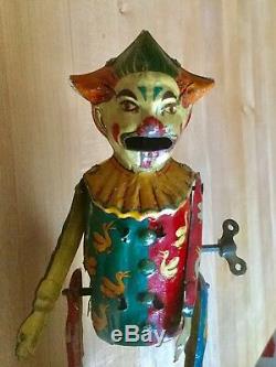 Rare Vintage 1904 Fischer Heinrich Gewichteber Tin Wind-up Strongman Clown