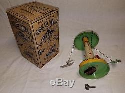Rare Vintage 1920's Chein & Co Tin Wind Up Airplane Plane Carousel Toy & Box