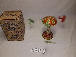 Rare Vintage 1920's Chein & Co Tin Wind Up Airplane Plane Carousel Toy & Box