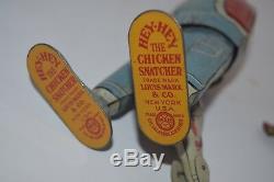 Rare Vintage 1920's Marx Tin Litho Windup Hey-Hey The Chicken Snatcher