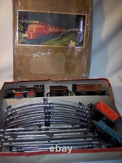 Rare Vintage Antique Distler Wind Up Tin Toy Train Set Germany Works