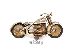 Rare Vintage CK Kuramochi Motorcycle Clockwork Wind-up Tin Toy Harley Pre-war