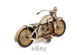 Rare Vintage CK Kuramochi Motorcycle Clockwork Wind-up Tin Toy Harley Pre-war