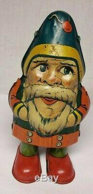 Rare Vintage Chein 1920's Tin Wind Up Father Christmas Santa Elf Toy! Nice
