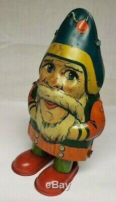 Rare Vintage Chein 1920's Tin Wind Up Father Christmas Santa Elf Toy! Nice