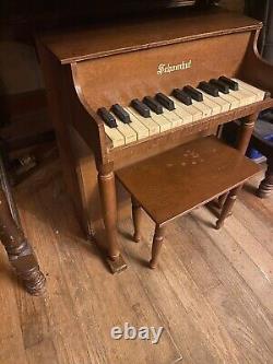 Rare Vintage Child's Schoenhut 25 Key Piano With Original Stool