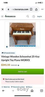 Rare Vintage Child's Schoenhut 25 Key Piano With Original Stool